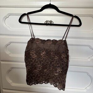 BRAND NEW NATORI BROWN LACE TANK TOP